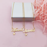 DODOAI Custom Name Necklace Moon Star Nameplate Stainless Steel