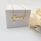 DODOAI Custom Name Necklace Moon Star Nameplate Stainless Steel
