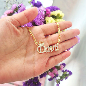 DODOAI Stainless Steel Name Necklace With Crown Women Name Necklaces...