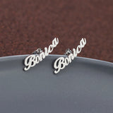 DODOAI Zircon Name Earrings CZ Curved Stud Earrings For Women
