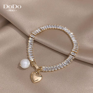 Korea Pearl Geometric Drop Earrings for Women