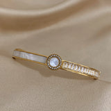 316L Stainless Steel Shell Zircon Bangle Bracelet for Women