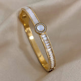 316L Stainless Steel Shell Zircon Bangle Bracelet for Women