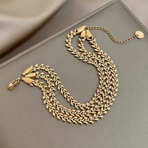 Three Layers Wheat Tassel Chain Bracelet for Women