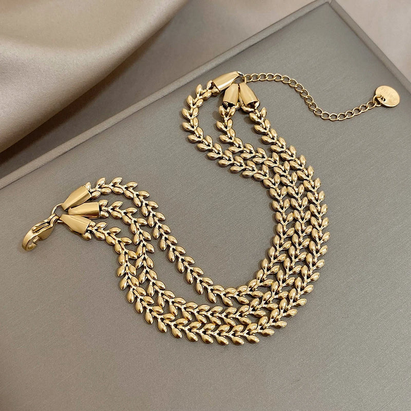 Three Layers Wheat Tassel Chain Bracelet for Women