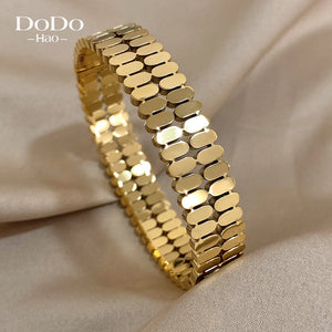 316L Stainless Steel Chunky Double Oval Bracelet Bangle Y2K Jewelry