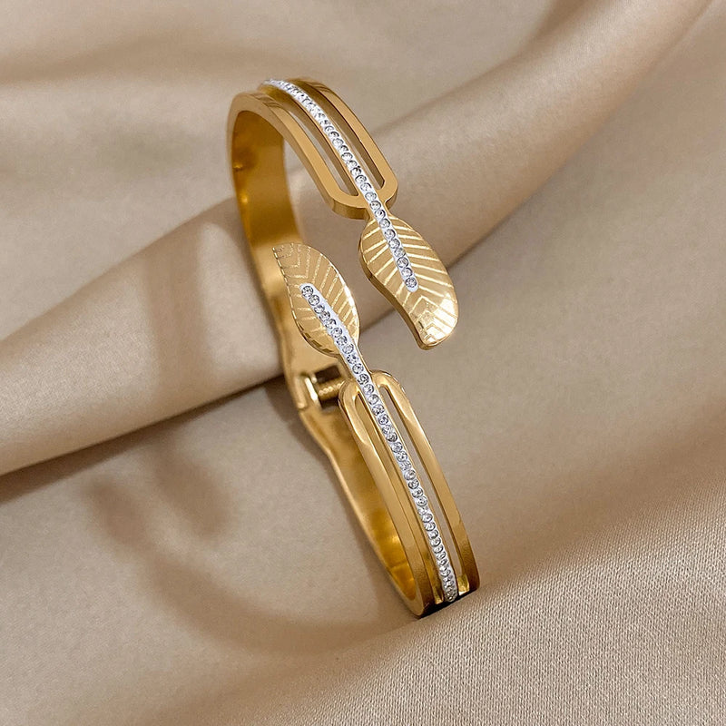 316L Stainless Steel Zircon Woman Charm Bracelet Bangle Stylish Jewelry