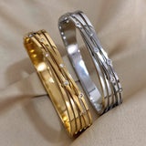 316L Stainless Steel Twist Bangles for Women Waterproof Jewelry