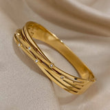 316L Stainless Steel Twist Bangles for Women Waterproof Jewelry