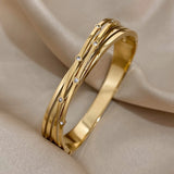 316L Stainless Steel Twist Bangles for Women Waterproof Jewelry