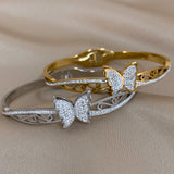 316L Stainless Steel Zircon Butterfly Charm Bracelet for Women
