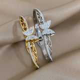 316L Stainless Steel Zircon Butterfly Charm Bracelet for Women