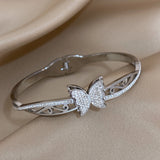 316L Stainless Steel Zircon Butterfly Charm Bracelet for Women