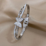 316L Stainless Steel Zircon Butterfly Charm Bracelet for Women