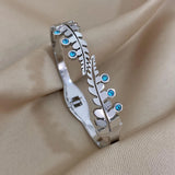 Asymmetrical Double Leaf Stone Bangles Bracelets for Women