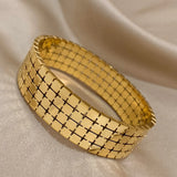 Square Wide Stainless Steel Bangles Bracelets for Women Men