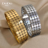 Square Wide Stainless Steel Bangles Bracelets for Women Men