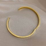 Golden Stainless Steel Bangle Bracelet Plated Cuff Vintage Classic Jewelry