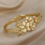 Charm Flowers Bangles Bracelets for Women Waterproof Jewelry
