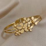 Charm Flowers Bangles Bracelets for Women Waterproof Jewelry
