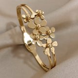 Charm Flowers Bangles Bracelets for Women Waterproof Jewelry