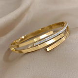 Charm Rhinestone Zircon Roman Numerals Stainless Steel Bangles Bracelets