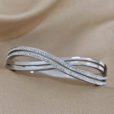 Chunky Inlay Rhinestone Stainless Steel Bracelet for Women