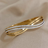 Chunky Inlay Rhinestone Stainless Steel Bracelet for Women