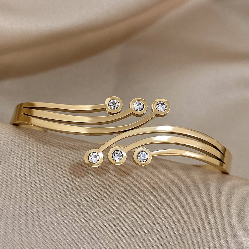 Zircon Stainless Steel Bangles Bracelets for Women