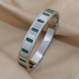 Green Rhinestone Steel Bangle Bracelet Charm Women's Wrist Jewelry