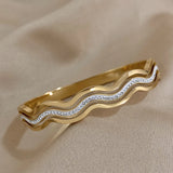 Rhinestone Wave Bracelet Bangle for Women