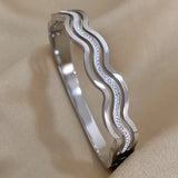 Rhinestone Wave Bracelet Bangle for Women
