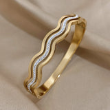 Rhinestone Wave Bracelet Bangle for Women