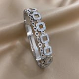 Geometric Crystal Bangles Bracelets Hollow Square Rhinestone