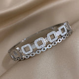 Geometric Crystal Bangles Bracelets Hollow Square Rhinestone