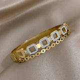 Geometric Crystal Bangles Bracelets Hollow Square Rhinestone