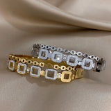 Geometric Crystal Bangles Bracelets Hollow Square Rhinestone