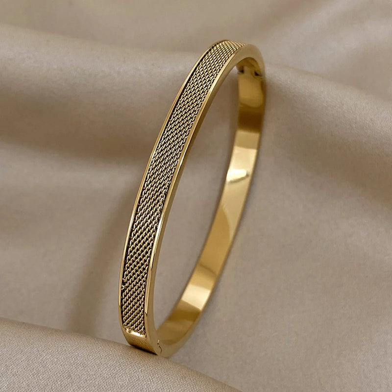 Charm Chain Silver Stainless Steel Bangles Bracelets for Women