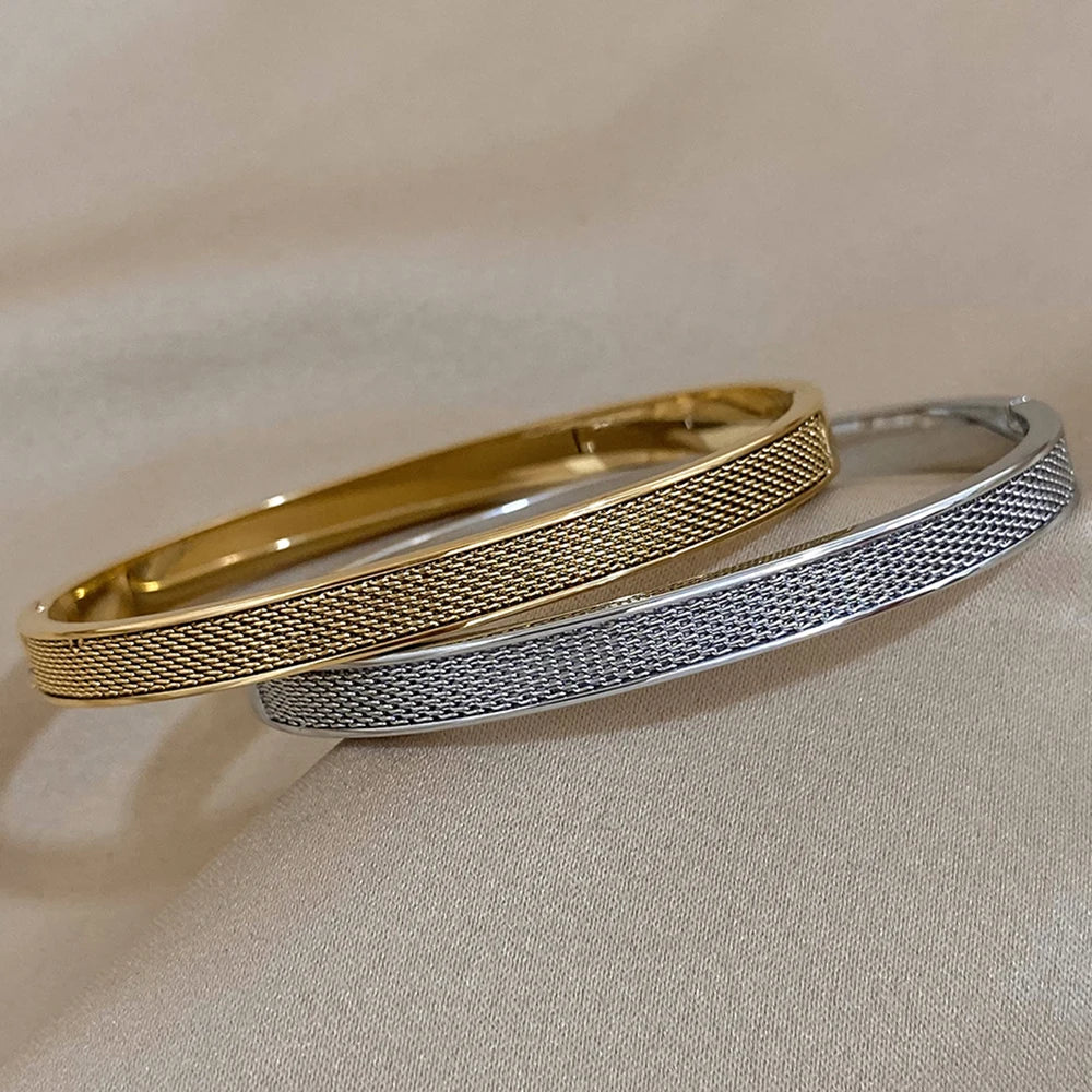 Charm Chain Silver Stainless Steel Bangles Bracelets for Women