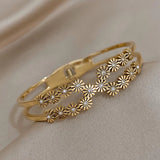 Rhinestone Daisy Stainless Steel Bangles Bracelet Women Gift