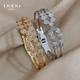Rhinestone Daisy Stainless Steel Bangles Bracelet Women Gift