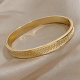 Rune Texture Charm Stainless Steel Bangle Bracelet for Women