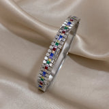 Multicolor Rhinestone Zircon Bangles Bracelet Women Waterproof Jewelry