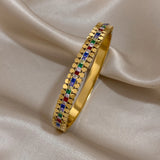 Multicolor Rhinestone Zircon Bangles Bracelet Women Waterproof Jewelry