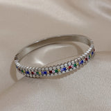 Multicolor Rhinestone Zircon Bangles Bracelet Women Waterproof Jewelry