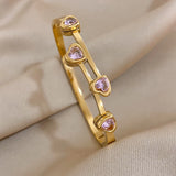 Stainless Steel Heart Zircon Bracelet - Vintage Charm Jewelry
