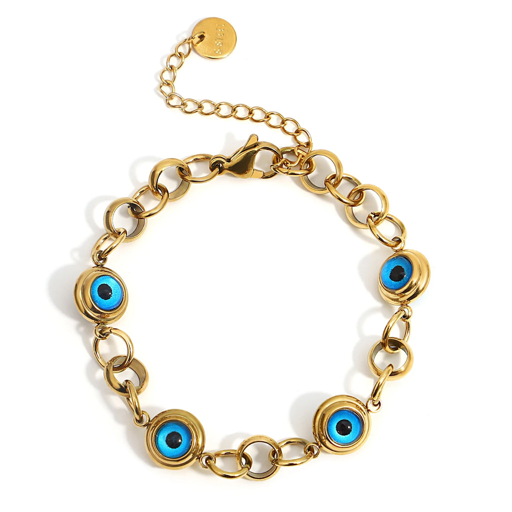 Vintage Eyes Charm Stainless Steel Chain Bracelet