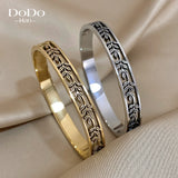 Vintage Leaf Hollow Stainless Steel Thin Bangles Bracelets for Wrist