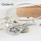DOG MOM Inspirational Wire Bracelet Bangle Gift Jewelry