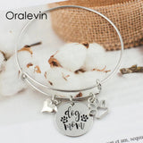 DOG MOM Inspirational Wire Bracelet Bangle Gift Jewelry